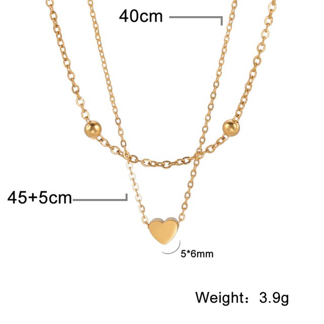 Skyrim Tiny Heart Choker Necklaces Stainless Steel Double Layered Beads Chain Necklace Women Aesthetic Jewelry Mother Day Gift45-50cm Gao Jinjia LED