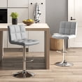 thumbnail image 2 of Gymax Ensemble de 2 Tabourets de Bar Pivotants Réglables Hauteur Comptoir Chaise de Bar Cuir PU Gris, 2 of 7
