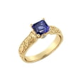 thumbnail image 2 of 14K Yellow Gold 1.06 ctw Lab Created Blue Sapphire Ring with Diamonds Filigree Cathedral Princess, 2 of 4