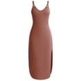 thumbnail image 5 of ClodeEU Women's Round Neck Spaghetti Strap Midi Dress with Side Slit ,Loose Fit Casual Solid Color Dress Rose Gold,Womens Plus XXL, 5 of 5