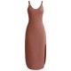 thumbnail image 3 of Vestido Largo de Manga Larga para las Mujeres Color Sólido Cuello Redondo Suelto Medio Ternera Vestido de Noche, Vestido Casual de Manga Larga para las Mujeres, 3 of 5