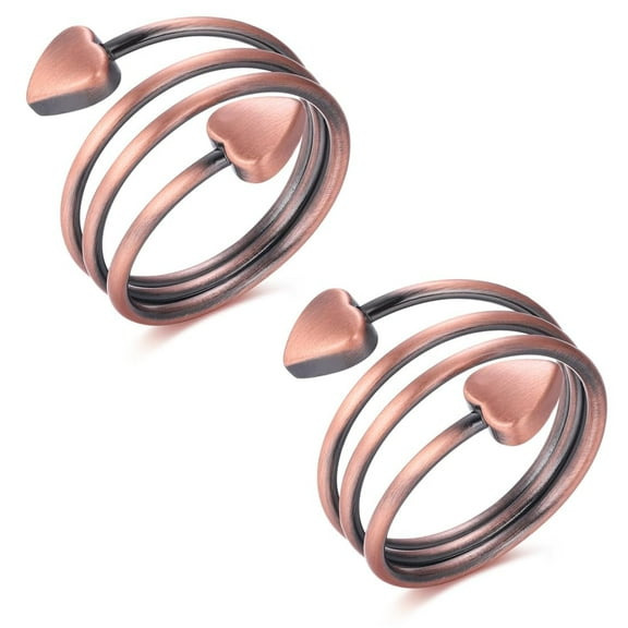 Vagzen Heart Copper Magnetic Rings for Women,Spiral Rings, Set of 2