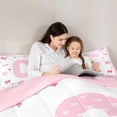 thumbnail image 4 of Manfei Kawaii Bow Letter C Monogrammed Twin Comforter Sets 3-Piece for Teens Female,Cute Bowtie Alphabet Bedding Set for Kids Girls,Pink Reversible,Ultra Soft Home Decor, 4 of 6