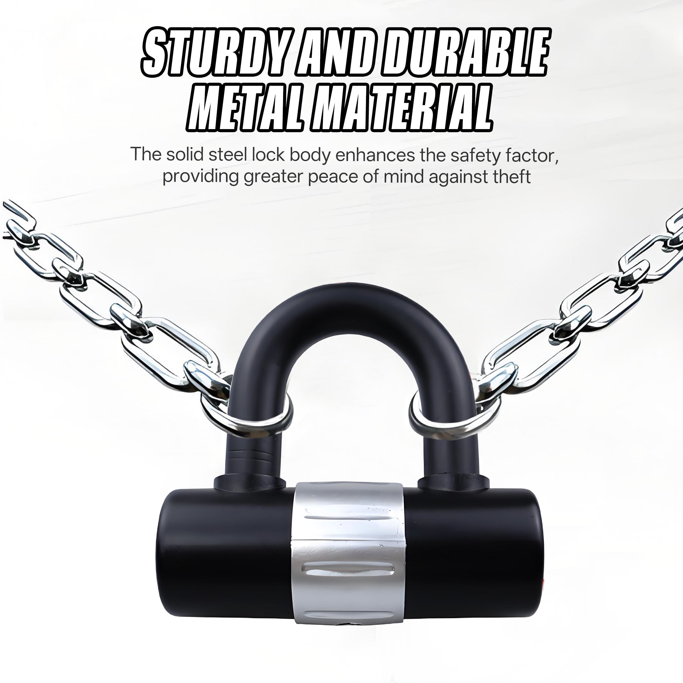 ZHZFKQ Bike Lock，Waterproof Theft-Proof Portable U Lock with Key，Bike U Lock for Electric Vehicles