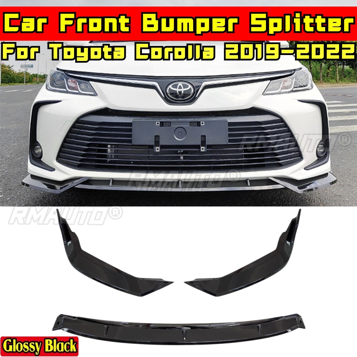 Corolla Front Bumper Splitter Glossy Black Sport Style Front Bumper ...