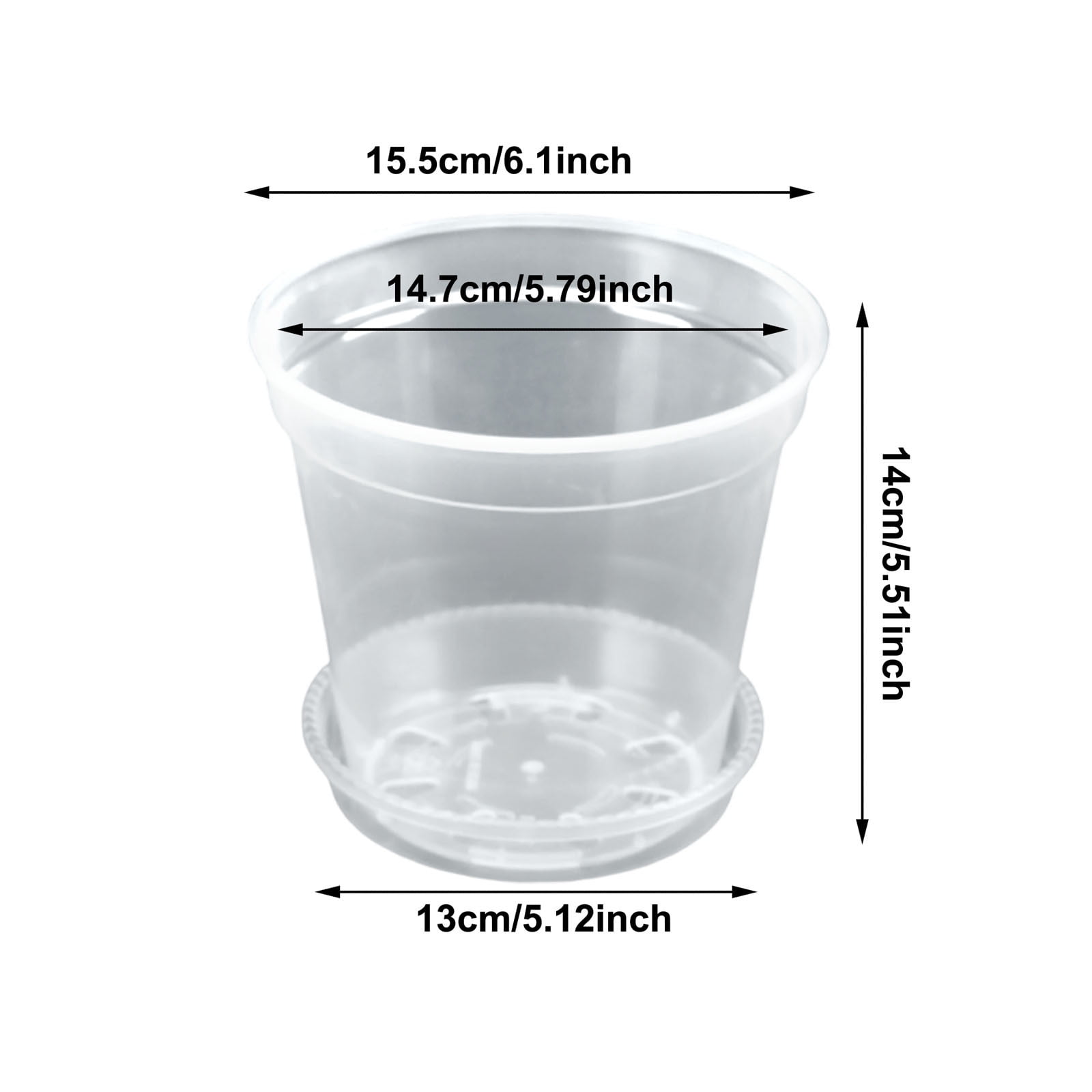 5 Pack 6 Inch Clear Nursery Pots, Transparent Pots with Drainage Holes, Starting Containers for Succulents Orchids Indoor Outdoor Gardening