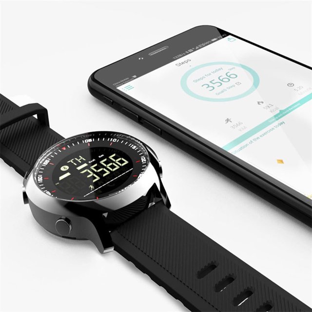 JJKBVCLO Strip Silicone Step Meter Watch Bluetooth Steel Men's Sports Luminous & Stationery