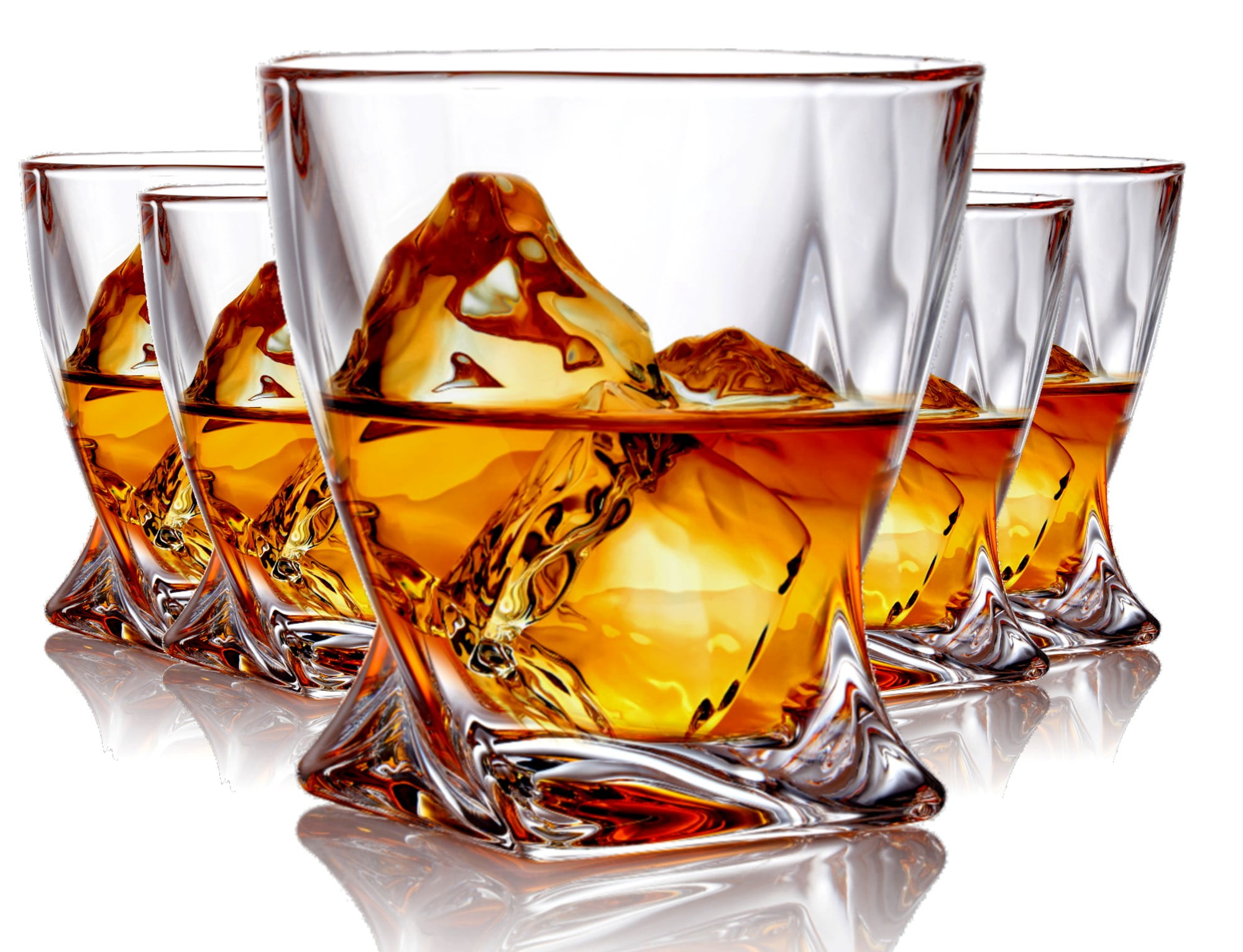 Whiskey Glass 4Pack Premium Lead Free Crystal Glasses Twist Tasting Tumblers
