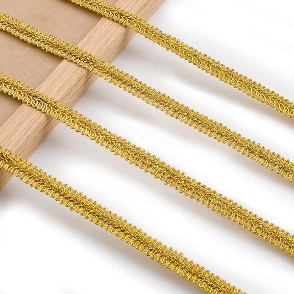 13 Meters Gold Lace Trim, Metallic Braid Embroidery Lace Trim Gold Centipede Lace Ribbon for Sewing, Metallic Crafts Fabric Trim