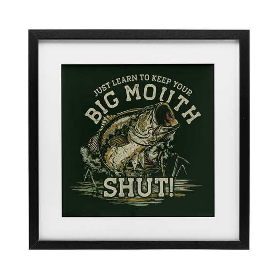 Stupell Industries Keep Big Mouth Shut Black Framed Print Under Glass design by Jedco Brands, Inc., 13 x 13