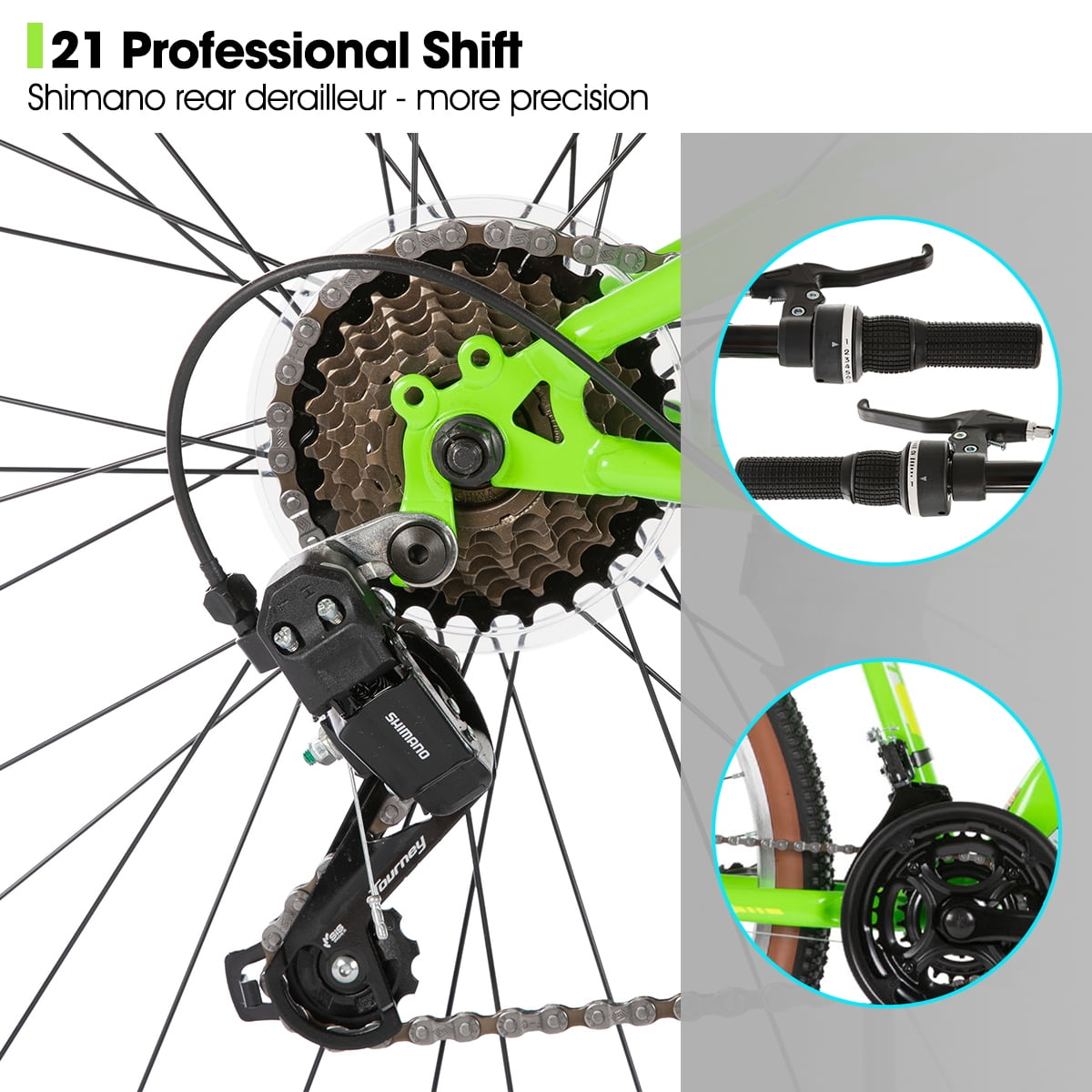 HILAND 26 Inch Mountain Bike for Mens and Womens, 21 Speeds Mountain Bicycle, High-Tensile Steel Frame, V Brake, Hardtail MTB for Adults