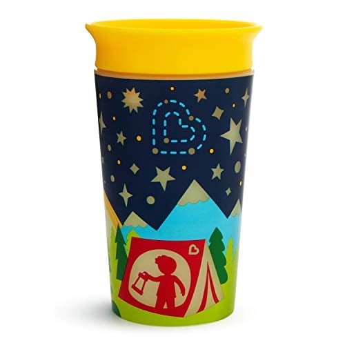 Munchkin Miracle 360 Degree Glow in The Dark Sippy Cup, 9 oz, Camping, Amarillo