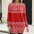 thumbnail image 4 of Women's Round Neck Casual Long Sleeve Plush Christmas Print Dresses for Cozy Holiday Fashion and Everyday Comfort,Red,3XL, 4 of 5