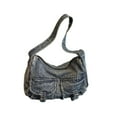 thumbnail image 2 of Bolso de hombro para mujer, ajustable, estilo casual desgastado, tipo cartera tipo sobre. Azul claro, 2 of 9