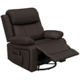 thumbnail image 1 of Brown PU Leather Recliner Chair with Massage & Swivel – Comfortable Living Room & Bedroom Seating – 36"W, Rocking Function, Remote Control, 1 of 7