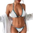 thumbnail image 1 of Birdeem Womens Sexy High Breast Contrast Solid Bikini Set Solid Swimsuit Sets, 1 of 9