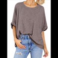 thumbnail image 2 of Camiseta Holgada Informal de Verano de Corta para Mujer. Marrón S, 2 of 8