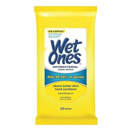 Wet Ones Antibacterial Citrus Scent Hand Wipes, 20 Ea, 2 Pack