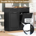 thumbnail image 5 of Double Tilt Out Trash Can Cabinet with Deodorizing Function & Charging Station, 2 x 10 Gallon Hidden Laundry Hamper Cabinet with Storage Drawers, Garbage Can Holder for Kitchen, Bathroom, Black, 5 of 16