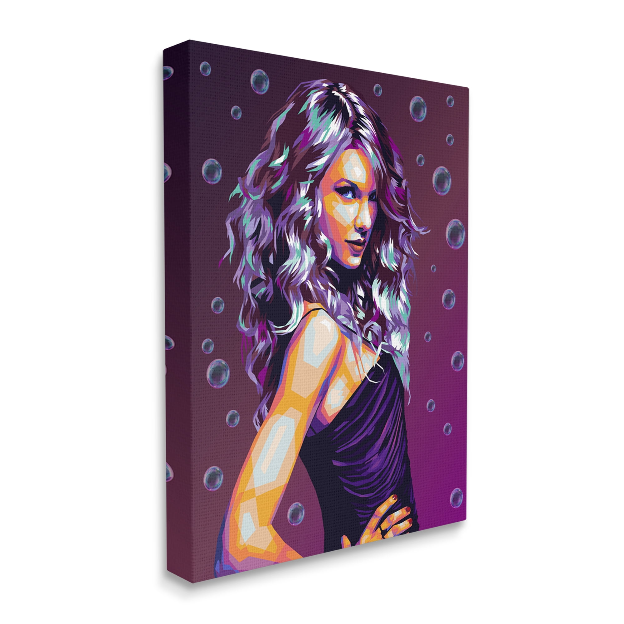Stupell Industries Modern Purple Girl with Bubbles Abstract Painting Gallery Wrapped Canvas Art Print Wall Art, 30 x 40