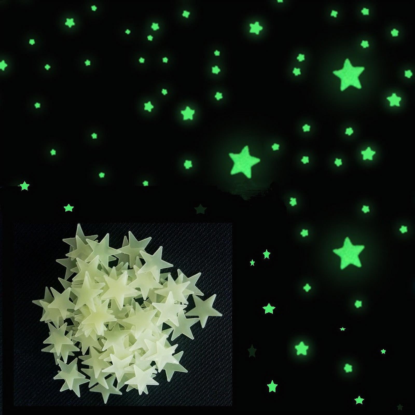 100 Pcs Colorful Glow in The Dark Luminous Stars and Moon Fluorescent Noctilucent Plastic Wall Stickers Murals Decals for Home Art Decor Ceiling Wall Decorate Kids Babys Bedroom Room Decorations