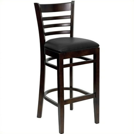 Ladder Back Bar Stool 31", Walnut and Black