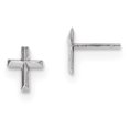 thumbnail image 1 of 14k White Gold Cross Earrings Ball Button Religious, 1 of 6
