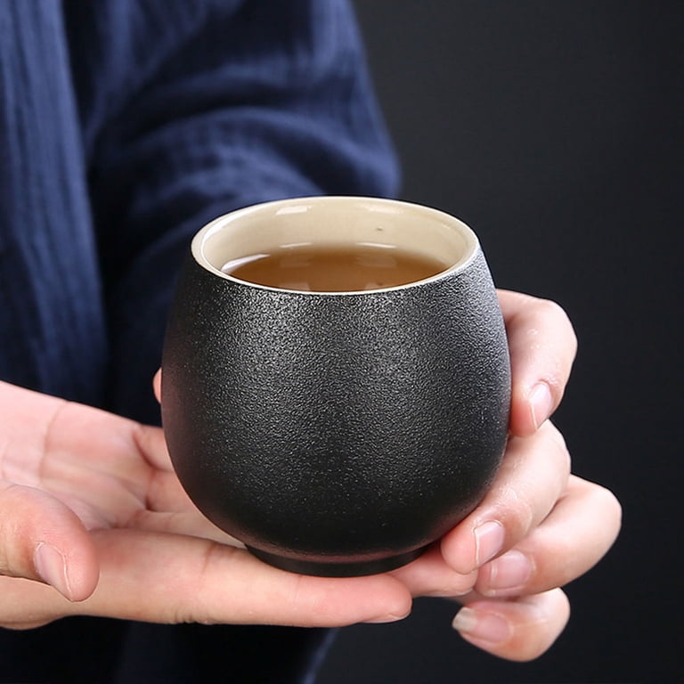 Ceramic Coffee Mugs Portable Black Pottery Tea Cup Small Cups Bulk Chinese Master