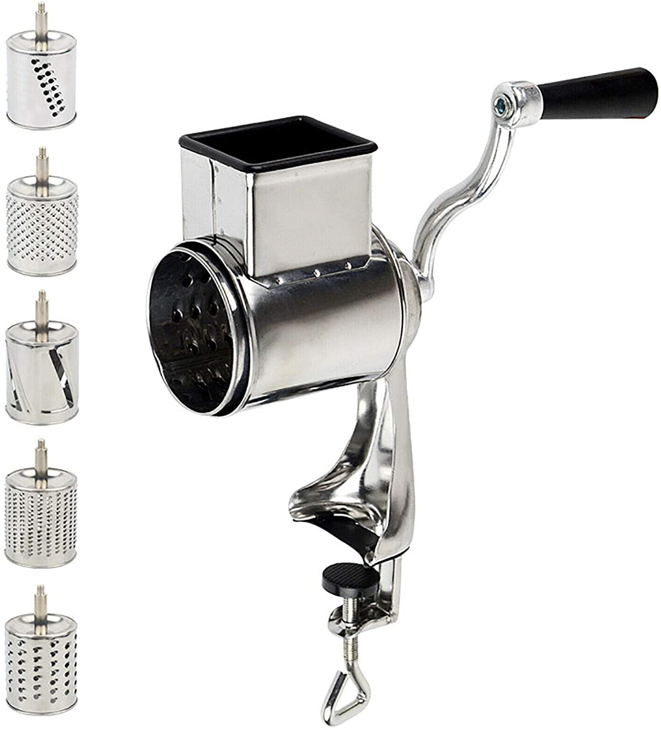 Fetcoi, Manual Rotary Cheese Grater Handheld Cheese Slicer with 5 Drum