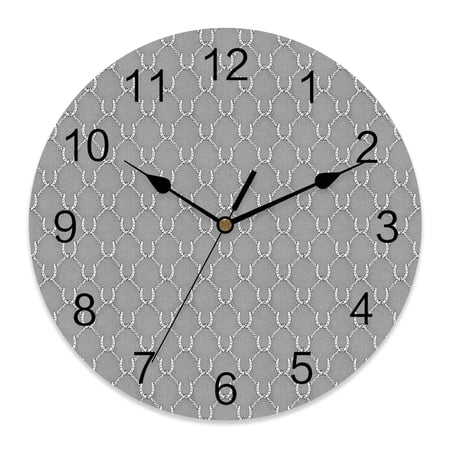 Wall Clock Grey Mesh Grid Clocks PVC Silent Non-Ticking Battery Operated Decorative Geometric Lines Round Clock for Home Living Room Kitchen Bedroom Office School Wall Decor 10 Inch