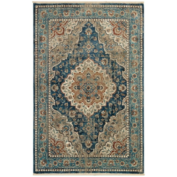 Liora Manne Ashford Medallion Indoor Blue 39"X59" Rug ASD45813003