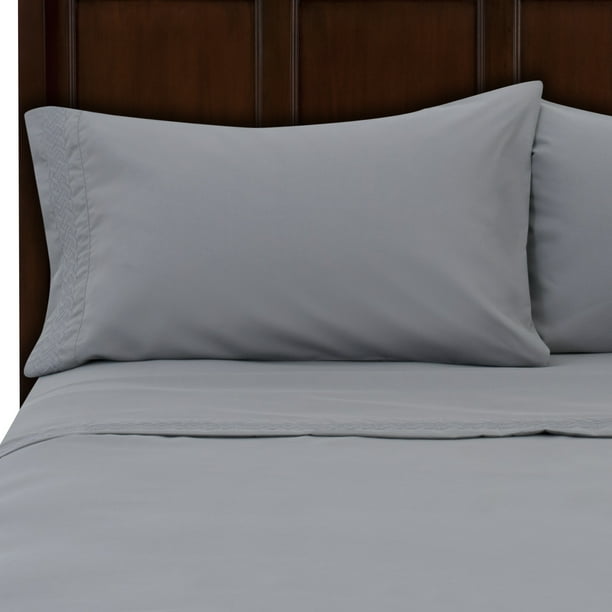 Better Homes & Gardens Luxury Microfiber Embroidered Sheet Set, Twin