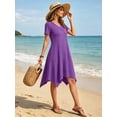 thumbnail image 6 of MecTo Summer Dresses for Women Soft V-neck Short Sleeve T shirts Asymmetrical Hem Casual Dress with Pockets, 6 of 8