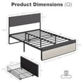 thumbnail image 2 of Contemporary Queen Size Metal Platform Bed with Linen Upholstered Headboard, Footboard, and 2 Underbed Storage Drawers - Gray, 2 of 7