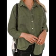 thumbnail image 1 of Camisas de Mujer con Botones y Cuello en V, Camisa Informal Holgada Verde XXL, 1 of 8
