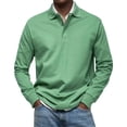 thumbnail image 2 of Oalirro Men's Button Down Crew Neck T-Shirt Casual Slim Fit Long Sleeve Shirt, 2 of 5