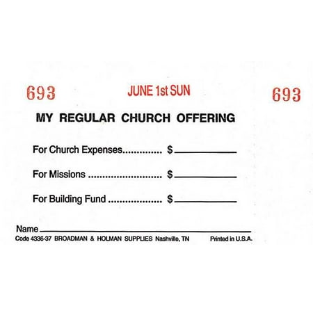Offering Envelope-My Regular Church Offering 3 Fund Weekly w/o Six Point System (No. 3 Size) (Pack Of