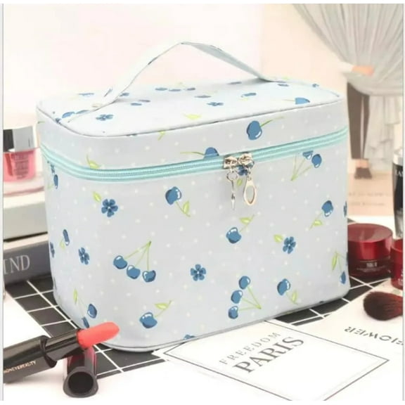 Blue Cherry Cosmetic Makeup Bag