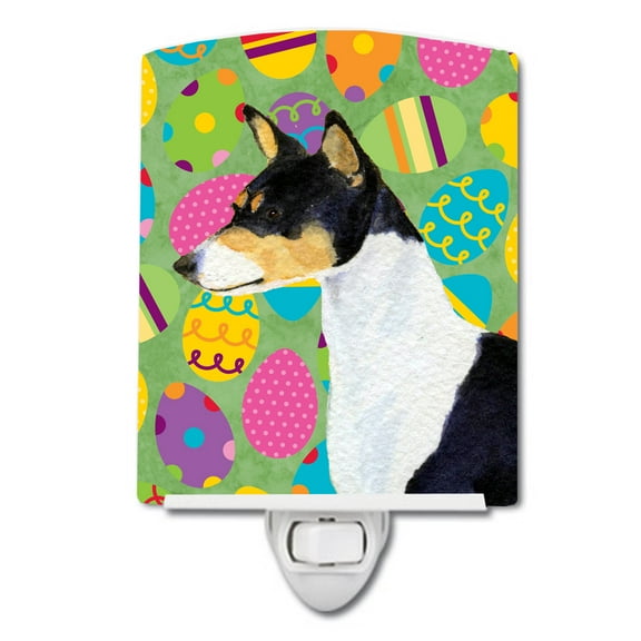 Caroline's Treasures SS4859CNL Basenji Easter Eggtravaganza Ceramic Night Light, 6x4x3", multicolor