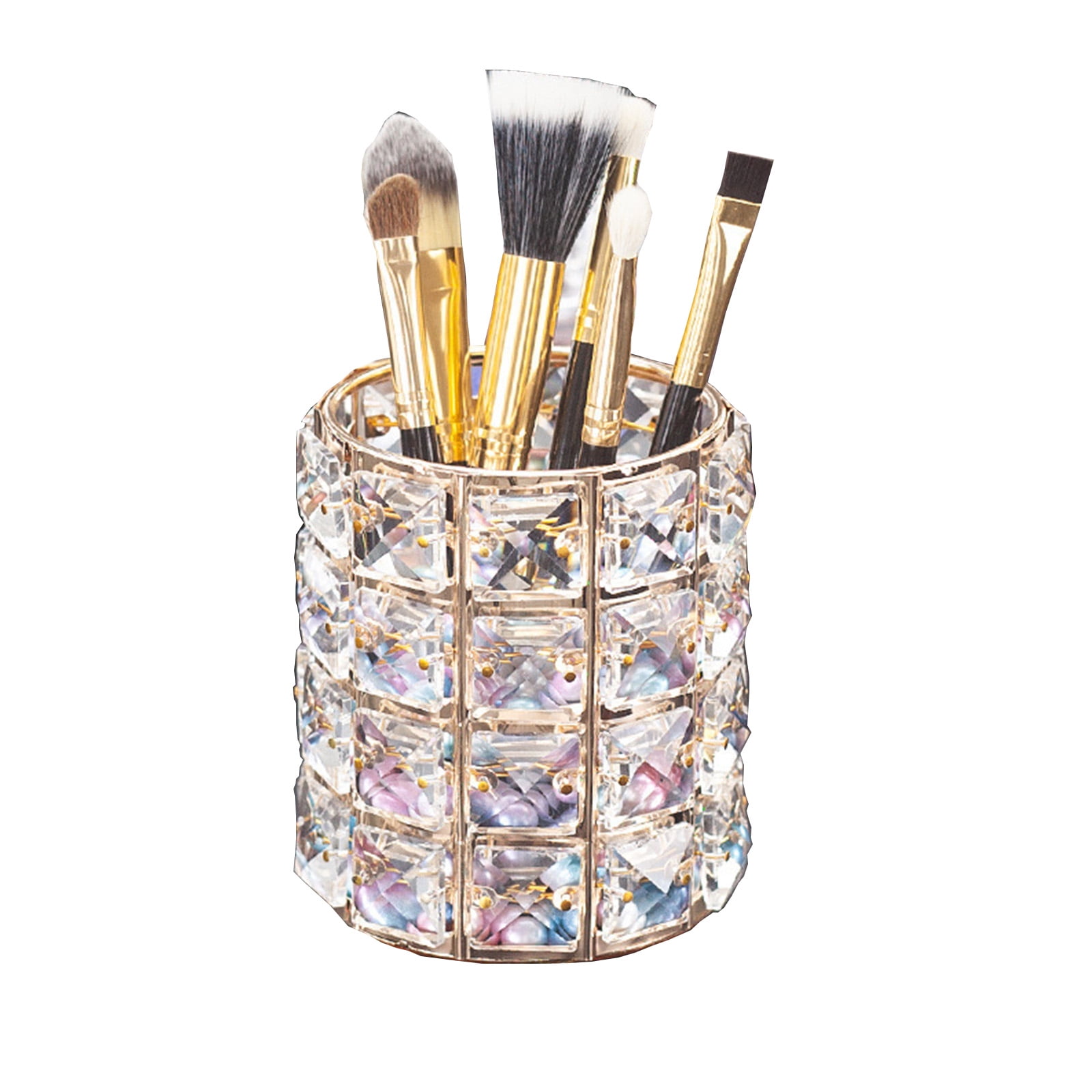 Holder for makeup brushes made with crystal beads