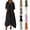 Black, variant on POIUYTR Women Cotton Linen Maxi Dress Summer Casual V Neck 3/4 Sleeve Dresses Irregular Hem Outfits With Pockets