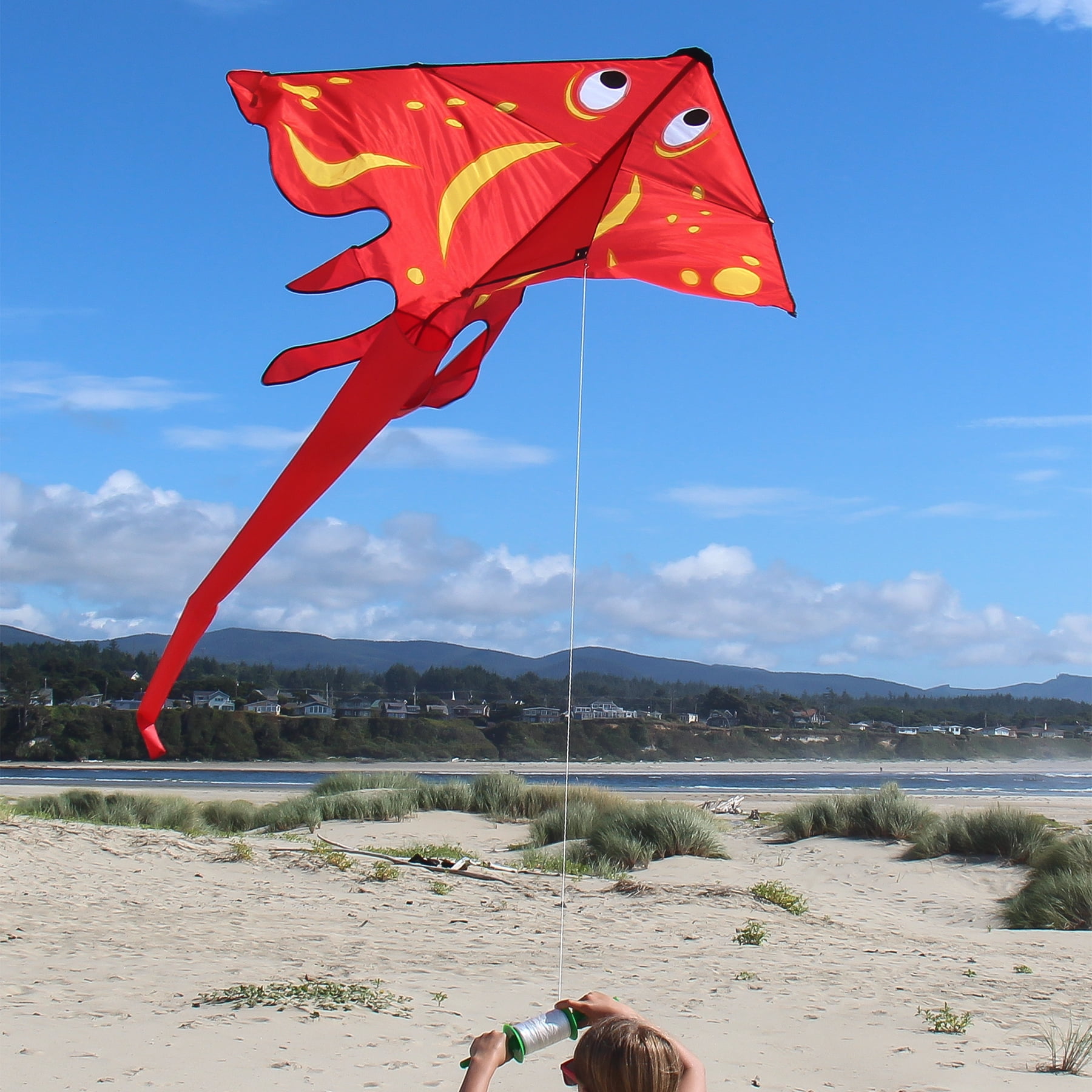In the Breeze 3221 — Red Stingray Kite - Large Single Line Kite - Ripstop Fabric - Kite Line and Bag Included