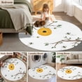 thumbnail image 5 of Round Area Rug 4 Ft, Bees Branches Washable Non-Slip Circle Carpet for Living Room/Bedroom, Farmhouse Spring Botanical Watercolor Low-Profile Crawling Mats Collection Rugs for Indoor, 5 of 7