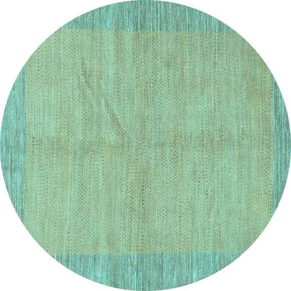 Ahgly Company Indoor Round Abstract Light Blue Modern Area Rugs, 8' Round