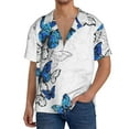 thumbnail image 1 of Fotbe Blue Flying Butterflies Camisa Estampada de Manga Corta para Hombre, Casual de Verano, Estilo Playero, Sin Arrugas-X-Large, 1 of 5