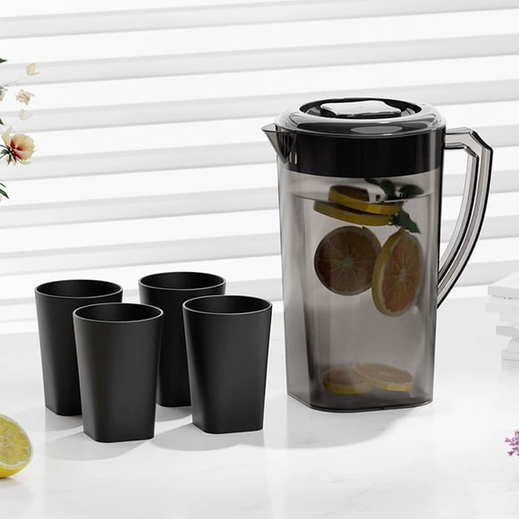 2.2L Plastic Water Pitcher With Lid Handle Clear Measuring Jug Large Capacity Cold Water Kettle For Iced Tea Juices Lemonade Home Kitchen