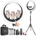 thumbnail image 1 of Ring Light Neewer RP19H de 19 pulgadas con soporte, 3 soportes para teléfono, 1 of 9
