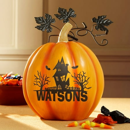 Personalized Halloween Pumpkin Table Decor, Haunted House Design