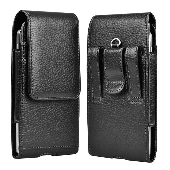 Takfox Cell Phone Holster for Samsung Galaxy Note 20 Ultra S20 S24 S10e S9 S8 A15 A14 A35 A51 A71 5G A10e A20 A50, Note 10 9 8 J7 J3 Phone Belt Clip Holster Leather Carrying Pouch w Card Holder,Black