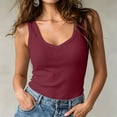 thumbnail image 2 of TEAJOPSUU Womens Summer Knitted Tank Tops Slim Fit Sleeveless Sweetheart Cami Shirts Casual Daily Basic Tank Tops Burgundy, 2 of 5